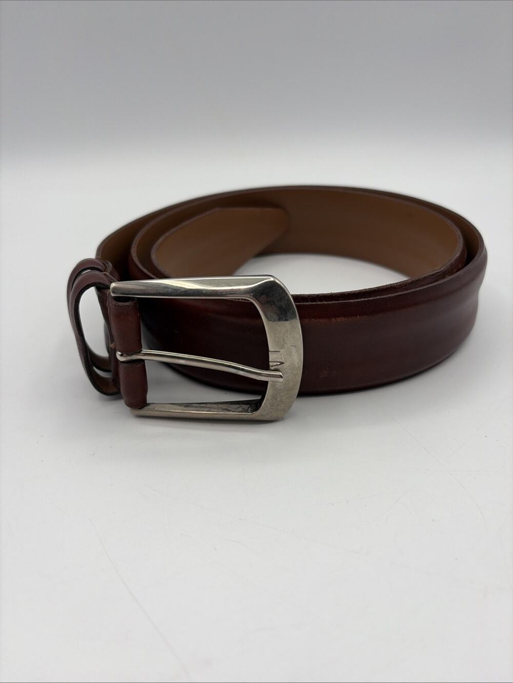 Allen‎ Edmonds Mens Belt Brown Leather Belt USA 95/38 Made In USA Calfskin